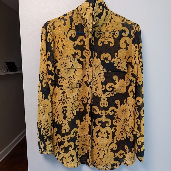 Damask Pattern Sheer Blouse - Picture 2 of 6